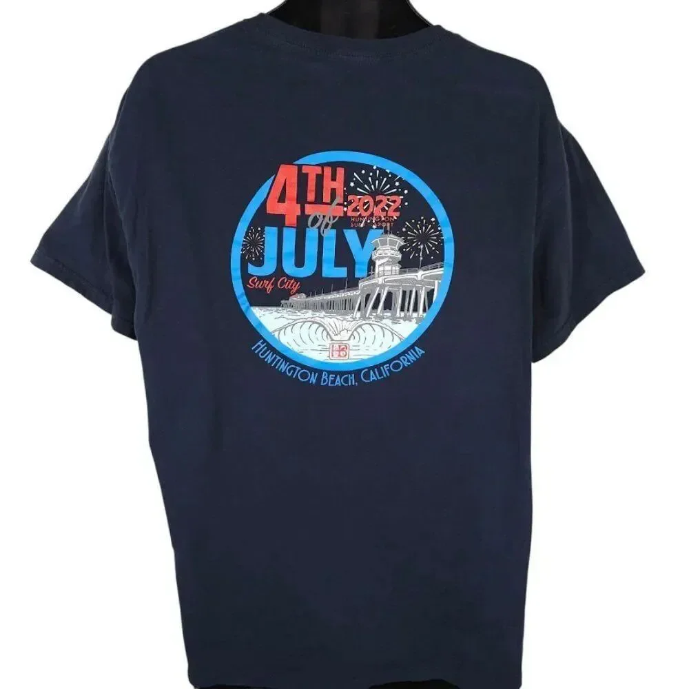 Huntington Surf & Sport T Shirt Mens Size XL Blue Surf Shop 2022 4th Of July